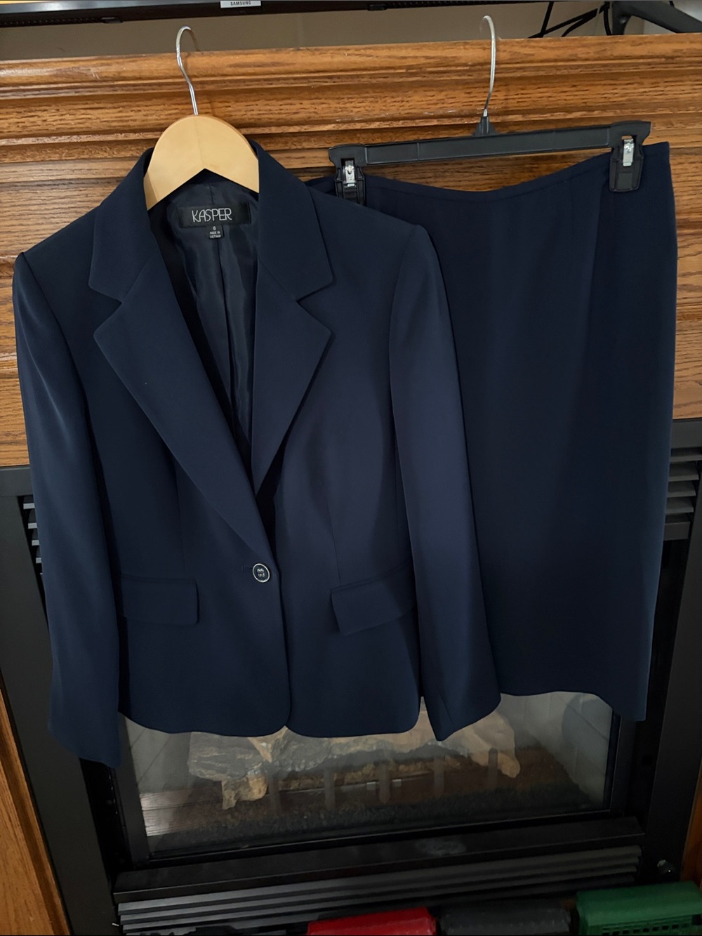 Kasper Navy Two-Piece Blazer and Skirt Set